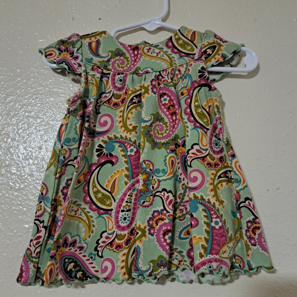 Vera‎ Bradley Baby 3-6 months Paisley Green Pink Top Capsleeve